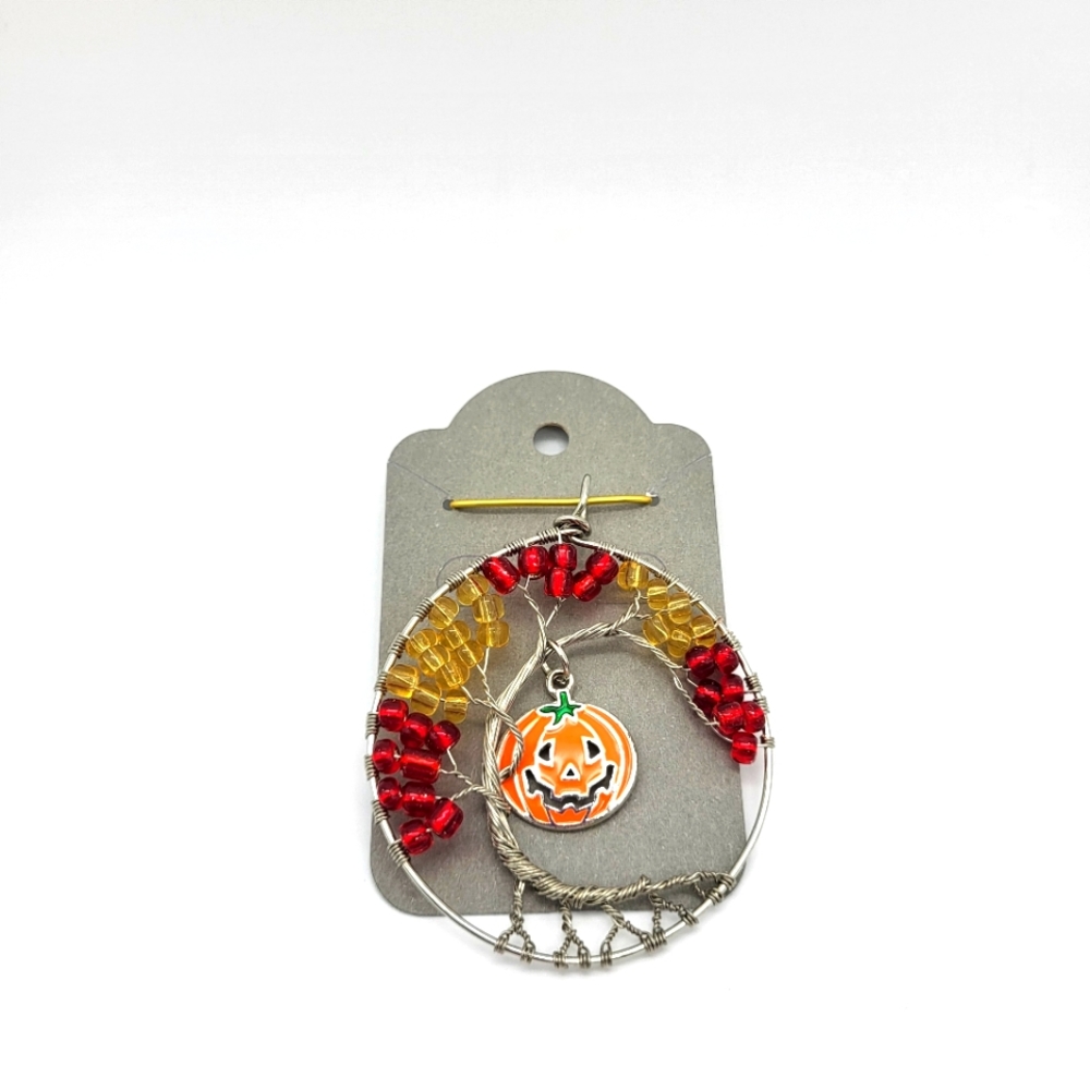 Halloween pumpkin tree of life pendant handmade by me